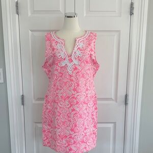 Lilly Pulitzer Jane Pink Embroidered French Terry Shift Mini Dress Size XL